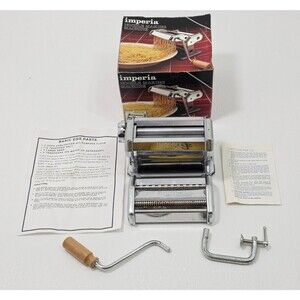 Vtg Imperia Pasta Maker Machine Made in Italy Heavy Duty Steel W/ Box Paperwork